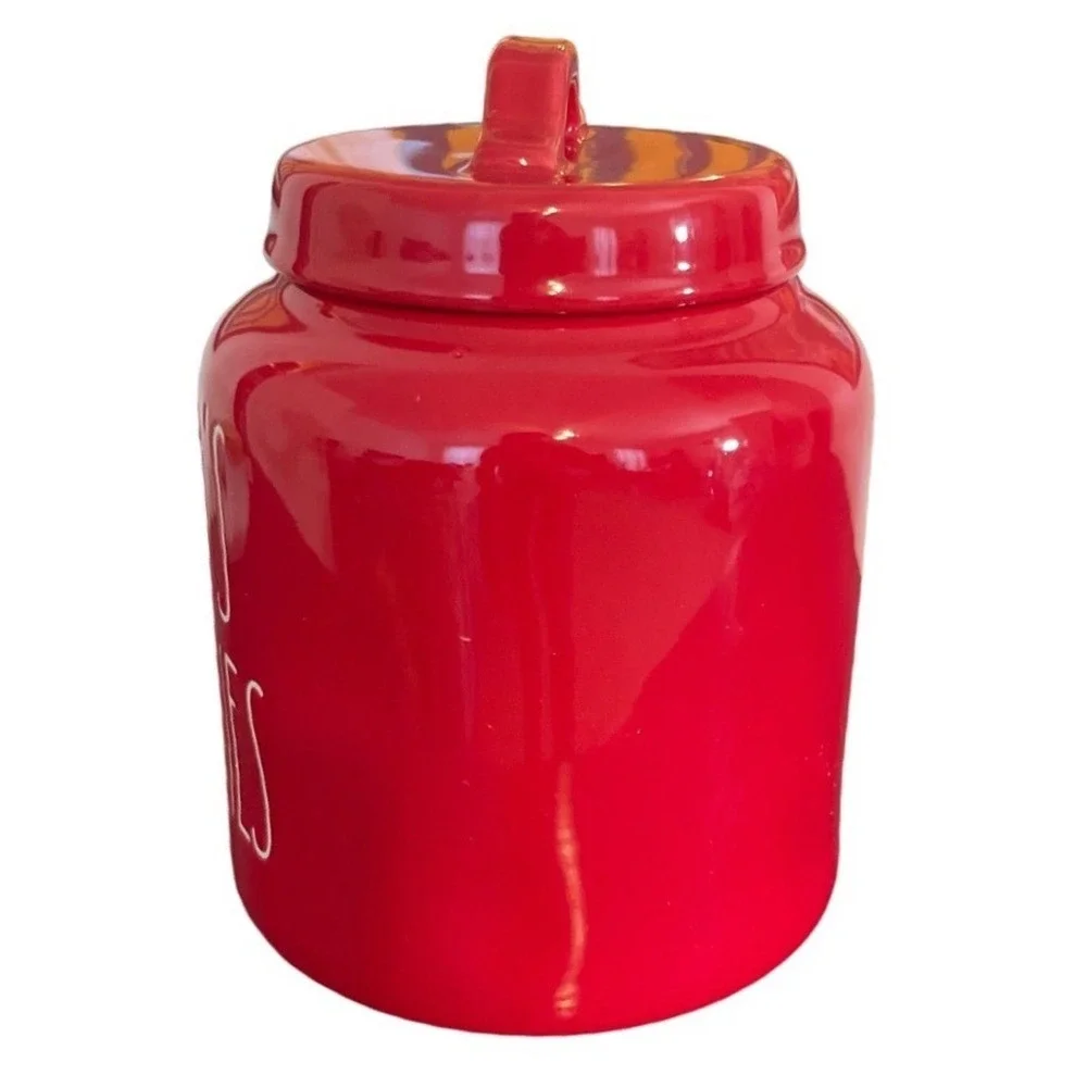 Rae Dunn Santa Cookies Jar Red‎ Ceramic Christmas Holiday Kitchen Decor Lid